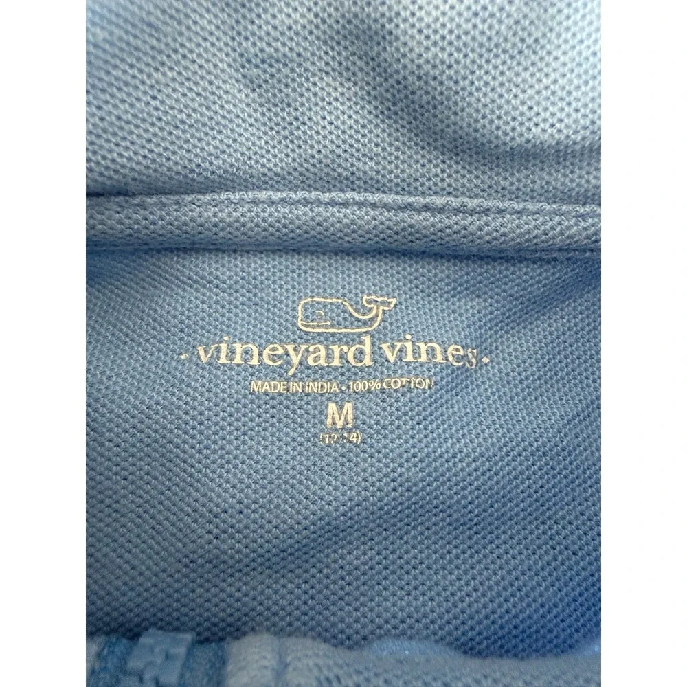 Vineyard Vines Size M Anchor Print Quarter Zip Pullover Sweatshirt Blue Long Boy